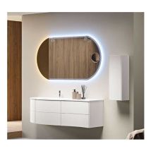 Mobile Bagno Soho151 Cm Sospesobianco Opaco Base 4 Cassetti E 2 Ante - Lavabo In Resina