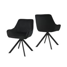 Goeurvant 360° Drehbarer Sessel Mit Geschwungener Rückenlehne Und Weichem Kissen, Perfekte Kombination Aus Stil Und Komfort - 2er Set - Schwarz