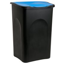 Stefanplast - Rubbish Bin 50l Plastic Dustbin Kitchen Garbage Swing Lid Can Black/blue