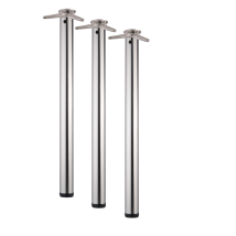 Quellmalz - 3er Set Tischbein / Stützfuß - Edelstahloptik, Ø 6 Cm X 110 Cm, Höhenverstellbar