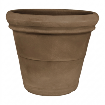 Vaso Doppiobordo Liscio Rotondo In Resina Decorazione Per Esterno "made In Italy" -40 Cm / Bronzo