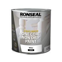 Ronseal Stays White One Coat Non Drip Paint - Brilliant White - Satin - 2.5l