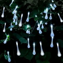 Guirlande Lumineuse Exterieur Solaire, 20 Led 5m Lumière De Goutte D'Eau Solaire Pour Extérieur Et Intérieur, Lampe Décoration Étanche Pour Jardin, 