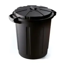 Tommy Aufbewahrungsbehälter Schwarz Mit Blauem Deckel 75 L, Durchmesser 58,5 Cm