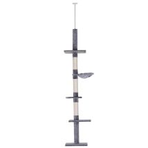 Albero Tiragraffi A 4 Livelli Ad Altezza Regolabile. In Truciolato. Peluche E Sisal. 40x34x230-260 Cm. Grigio