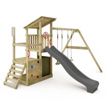 Parque Infantil De Madera Fatmoose Fruityforest Fun Con Columpio Y Tobogan En Antracita