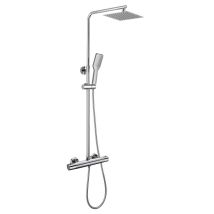 Kibath Columna Ducha Termostática Cuadrada De 75-125 Cm Acabado Cromo Brillo Fabricado En Latón
