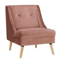 Relaxsessel Rogar 68x78x84 cm – Puderrosa – Beine aus Kiefernholz – Ideal für Wohnzimmer und Nickerchen