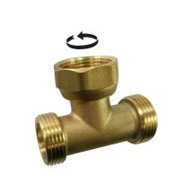 Tee in ottone 15 x 21 per tubo in rame – Filettatura 1/2" – Altezza 2.5 cm, Larghezza 5 cm, Profondità 8.2 cm