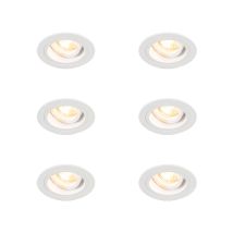QAZQA Set di 6 Faretti da Incasso Bianchi Regolabili – Design Elegante e Flessibile – GU10, Max 49W, IP20
