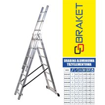 Escalera De Aluminio De 3 Elementos 500 Cm 9+9+9 Peldaños - Br-00-4209
