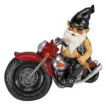Design Toscano Axle Grease Lo Gnomo Motociclista Da Giardino Statua Con Motocicletta, Poliresina, A Colori, 33 Cm