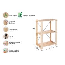Astigarraga - Scaffale A Doghe Evolution 3 111x76,7x43 Cm Pino Massello Di