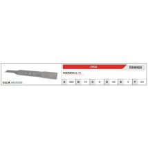 Klinge für Rasenmäher 43 – Diagonalklinge 390mm – Mittelloch 10mm – Positionierlöcher 8mm – Klingenstärke 4mm – Klingenbreite 50mm