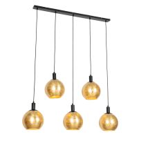 Design-hängelampe Schwarz Mit Goldglas 5-flammig - Bert
