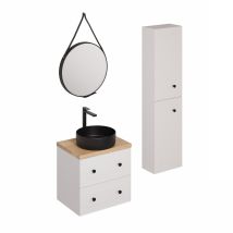 Naturel Conjunto De Baño Con Lavabo Que Incluye Grifo De Lavabo, Caño Y Sifón Naturel Forli Blanco (ksetforli7)