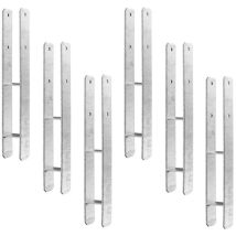 6x Pfostenträger H-Form, verzinkt, 141x600x6mm, Material: Eisen, 4 Löcher Ø 11mm, CE gekennzeichnet