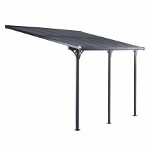 Gazebo Pergola A Parete Gardiun Elliot - 18,8 M² 619x305x227/272 Cm Alluminio E Policarbonato