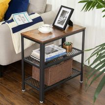 Table D&039appoint Bill 60x30 2 Tablettes - Brun Rustique/noir