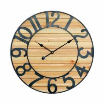Thinia Home - Reloj De Pared Vintage En Relieve Con Esfera Negro/madera Ø60cm, Hogar, Oficina Y Despacho, Movimiento Agujas Continuo, Extra Silencioso