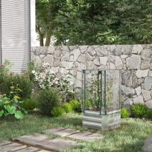 Bac Surélevé Avec Couvercle Et Treillis 53x53x90 Cm, Potager Pour Jardin Et Balcon