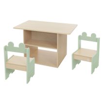 Joyz - Kindersitzgruppe Mit Tisch & 2 Stühlen, 3tlg Kindertischgruppe Holz, Kindermöbel Set Für Kinder, Kindertisch Mit Stauraum, Schreibtisch 
