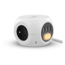 T Nb Interruttore Automatico Ca 230 V 3680 Watt Con Connettori Di Uscita 3 (usb, Tripolare) Cavo Bianco Di 1,43 M