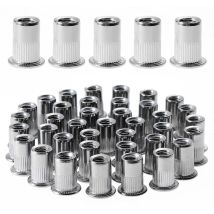 Soniatkia - 12 Mm × 15 Mm) 100 Stück M6 Flachkopf-nietmuttern Mit Gewinde, Edelstahl-nietmuttern Mit Gewinde, Gewindeeinsätze-sortiment Für Kunststoff