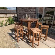 Charles Taylor 6 Seater Wooden Alfresco Bar Counter Table & Bar Stool Set Garden