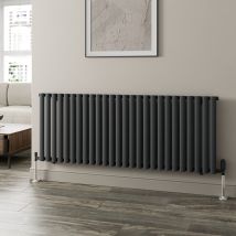 Duratherm - Anthracite Oval Column Designer Radiator Vertical Horizontal 600 X 1560mm Single Panel
