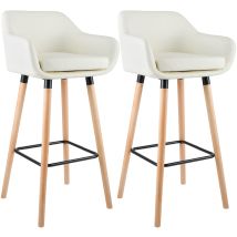 CLP – Coppia di sgabelli Grant in similpelle crema – Altezza totale 99 cm, Larghezza 55 cm, Profondità 46 cm – 100% Poliuretano