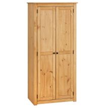 Armoire En Pin Massif 2 Portes Battantes – Dimensions 176 X 80 X 50 Cm – Finition Teintée/cirée – Style Rustique Naturel – Caro-möbel