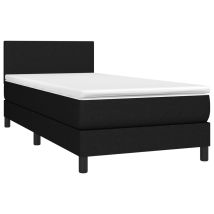 Kalisse - Estructura De Cama Led Con Cabecero Con Somier Colchón 90x200 Cm Tela Negra Tdl0209026