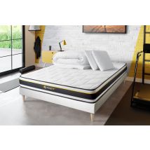 Pacchetto Letto Completo - Materasso 140x190cm + Box Spring (monoblocco) + 2 Cuscini + Piumino - Soft