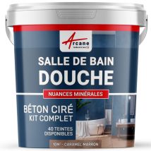 Arcane Industries - Beton Ciré: Kit Betonbeschichtung | Kunstharz-beton Badezimmer Begehbare Dusche - Wasserdichte Beschichtung - Karamell-braun - Kit