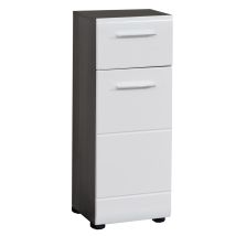 Trendteam - Linebad Badschrank 1 Tür, 1 Schublade Rauchsilber, Weiß Hochglanz.