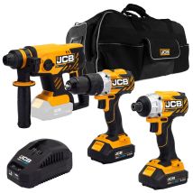 Jcb 18vcombi Drill, Impact Driver And Hammer Drill Kit With Battery