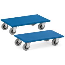 Fetra Möbelroller 2er-Set – Tragkraft 250 kg – Maße 600 x 300 x 140 mm – 4 Lenkrollen mit Vollgummi-Bereifung
