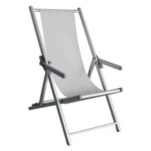 Playaness - Sedia Sdraio Da Spiaggia Lido In Alluminio E Textilene Con Braccioli Regolabile In 3 Posizioni Ketch - White