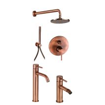 Set Bagno Completo Di Miscelatore Lavabo Alto Bidet E Set Doccia Rame Pollini Jessy Kitjes4ra