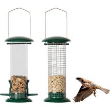 2er Set: Vogelfutterspender Zum Aufhängen Metall Edelstahl Kunststoff, Vogelfutterstation Klein Futterstation Vögel Wildvögel - Needs&wants