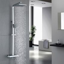 Ubeegol - Dusche Duschsystem Mit Thermostat Regendusche 2 Funktionen Duschset Edelstahl Duschsäule Mit Kopfbrause, Handbrause Und Verstellbarer 