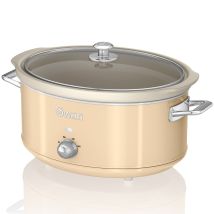Swan - Sf17031cneu Retro Olla Cocción Lenta, 6,5l, Recipiente Extraíble Antiadherente Cerámica Libre Pfoa, Vintage 320w Crema