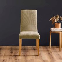 Housse De Chaise Extensible En Polyester Gaufré Coloris Beige