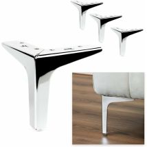 Set Di 4 Gambe + 16 Viti, Altezza 13 Cm, Gambe Per Divani, Mobili, Armadi, Poltrone, Gambe Per Mobili In Metallo, Design Moderno Ed Elegante - Cromo 
