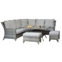 Signature Weave - Sarah Wicker Corner Sofa Dining Table Bench Ice Bucket Set Grey