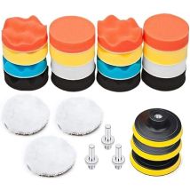Kit De Pulido Para Coche De 25 Piezas: Disco De Esponja De 75 Mm, Broca Para Taladro, Cepillo Para Amoladora Y Almohadilla De Pulido Con Adaptador M10