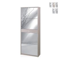 Sarmog - Scarpiera 4 Ante A Specchio Olmo Doppia Ribalta Con Cassetto Porta Scarpe Slim