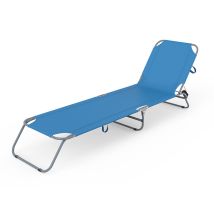Marbueno Tumbona Plegable Acero Azul Playa Y Piscina 187x55x24 Cm