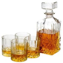 Whisky-Dekanter-Set – 900 ml Karaffe und 4 Gläser – Hochwertiges, kratzfestes Glas – Perfekte Geschenkidee